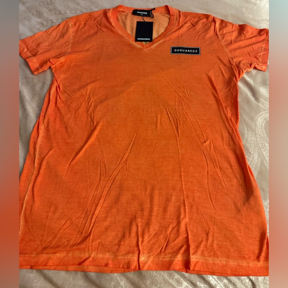DSQUARED2 Bright Orange V-Neck Tee